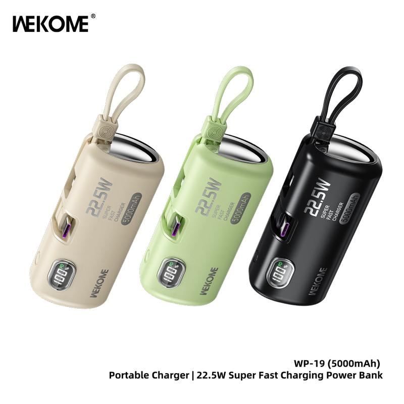 22.5W Fast Charging Power Bank 5000Mah - No Cables Needed Portable Charger with LED Display for Iphone Android Smartphones .The Second Battery of the Mobile Phone