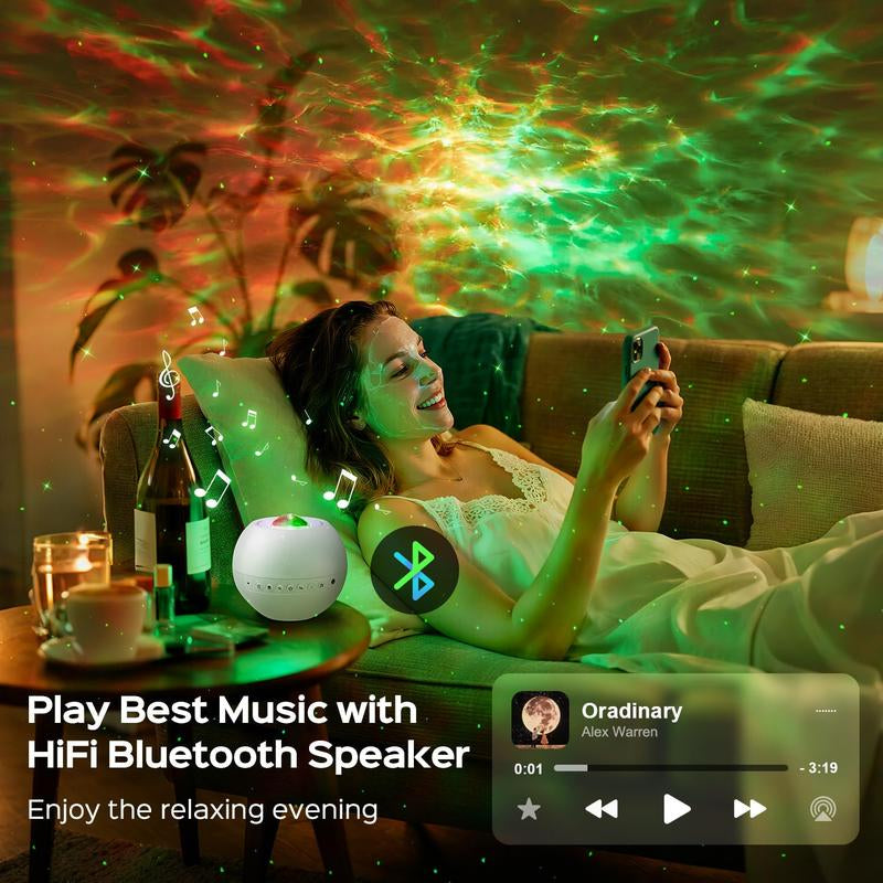 Star Projector Galaxy Light,15 Color+15 White Noise+Bluetooth Galaxy Projector for Bedroom