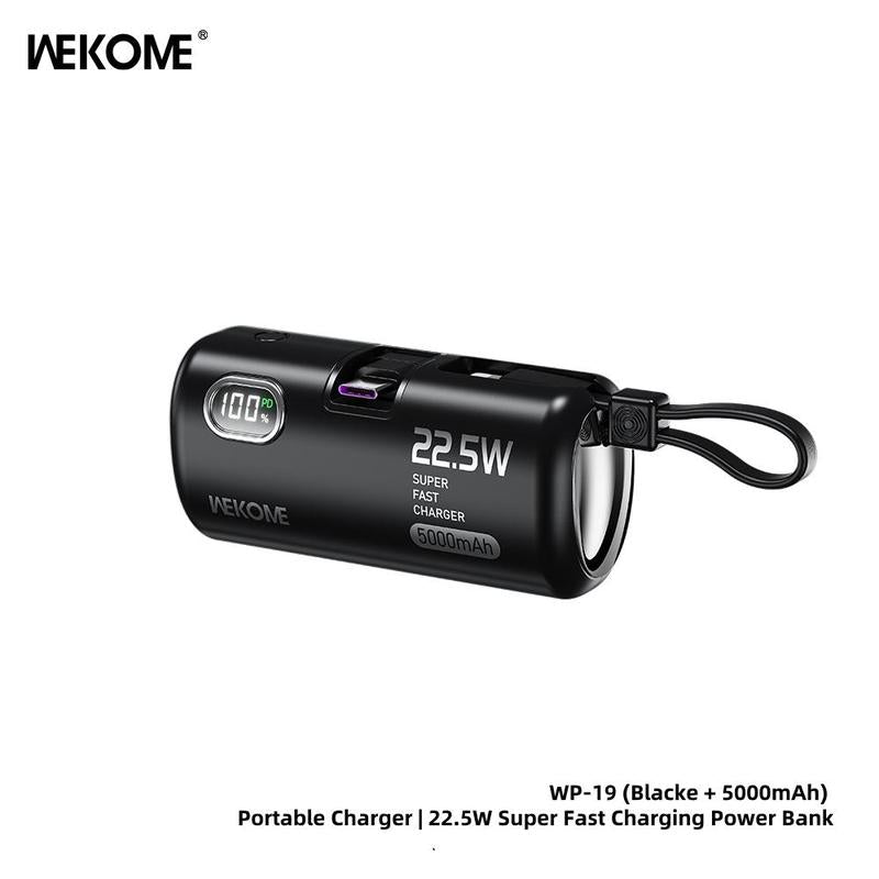 22.5W Fast Charging Power Bank 5000Mah - No Cables Needed Portable Charger with LED Display for Iphone Android Smartphones .The Second Battery of the Mobile Phone