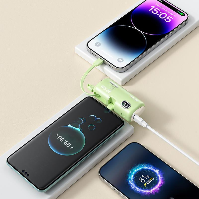 22.5W Fast Charging Power Bank 5000Mah - No Cables Needed Portable Charger with LED Display for Iphone Android Smartphones .The Second Battery of the Mobile Phone