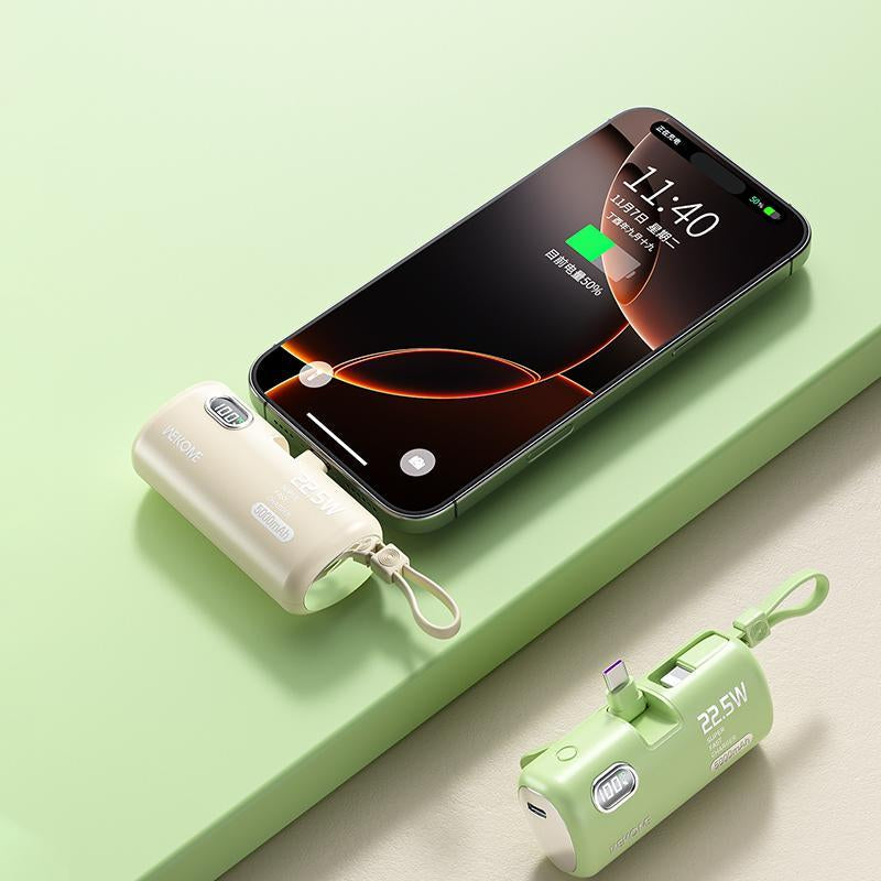 22.5W Fast Charging Power Bank 5000Mah - No Cables Needed Portable Charger with LED Display for Iphone Android Smartphones .The Second Battery of the Mobile Phone