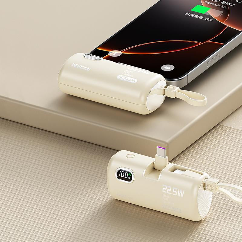 22.5W Fast Charging Power Bank 5000Mah - No Cables Needed Portable Charger with LED Display for Iphone Android Smartphones .The Second Battery of the Mobile Phone