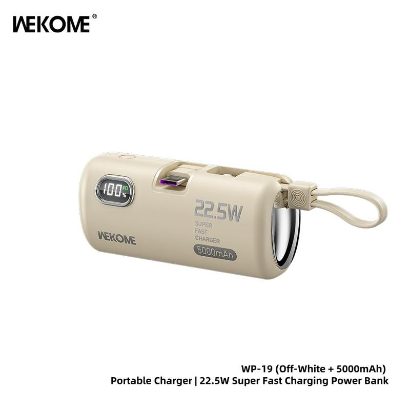 22.5W Fast Charging Power Bank 5000Mah - No Cables Needed Portable Charger with LED Display for Iphone Android Smartphones .The Second Battery of the Mobile Phone