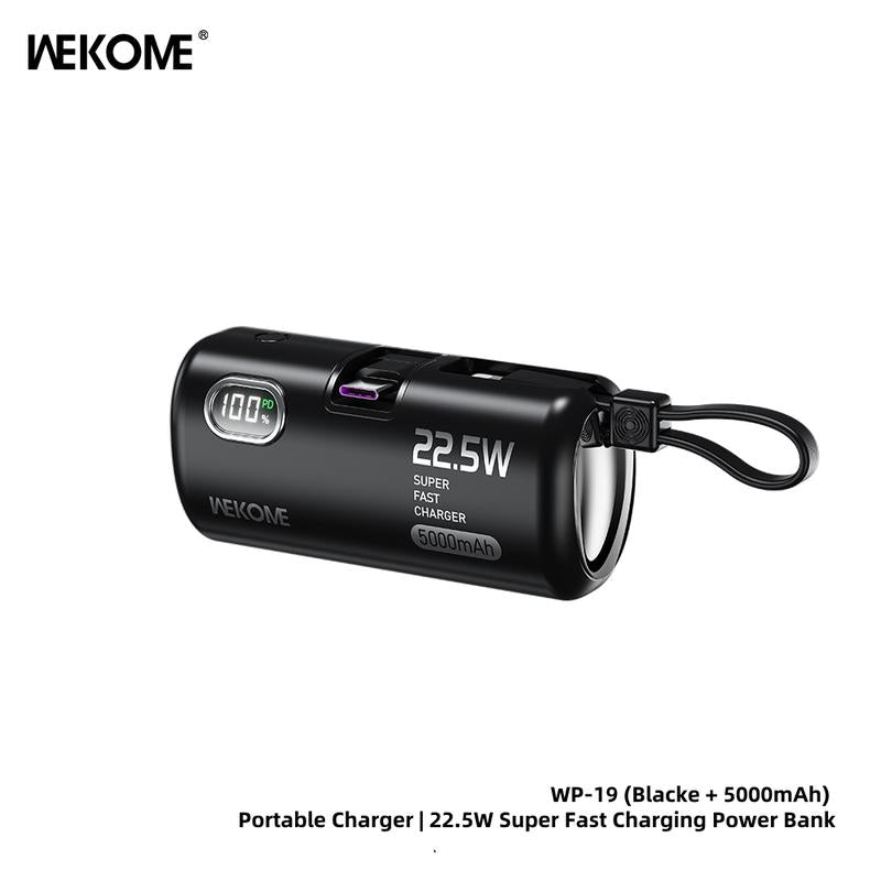 22.5W Fast Charging Power Bank 5000Mah - No Cables Needed Portable Charger with LED Display for Iphone Android Smartphones .The Second Battery of the Mobile Phone