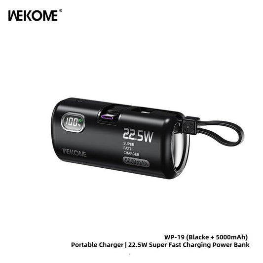 22.5W Fast Charging Power Bank 5000Mah - No Cables Needed Portable Charger with LED Display for Iphone Android Smartphones .The Second Battery of the Mobile Phone